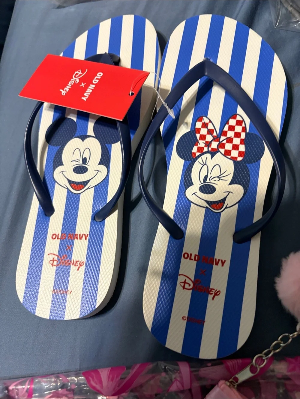 Kids' Blue Stripe Mickey & Minnie Flip Flops bundle wristlet, lip balm